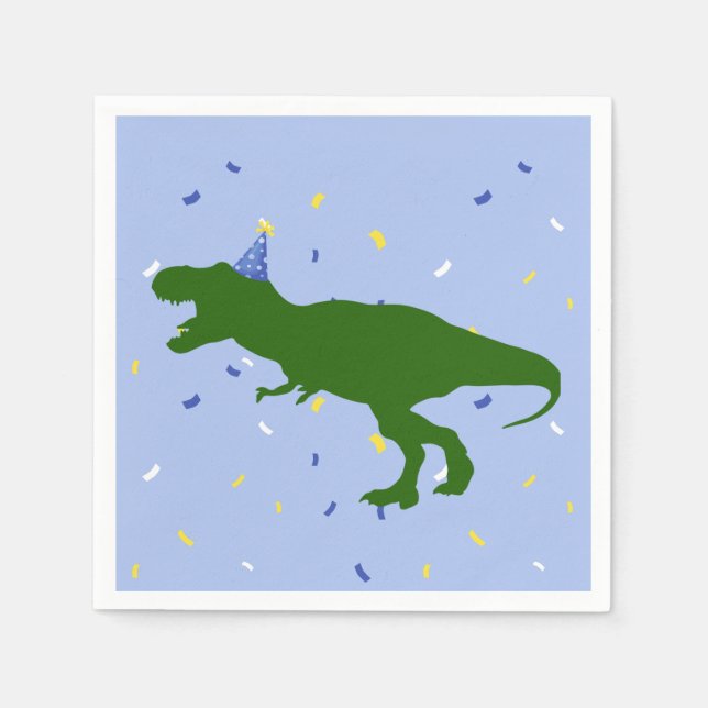 "Birthday-Saurus" Child's Blue Dinosaur Birthday Napkins (Front)