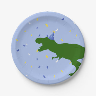 "Birthday-Saurus" Child's Blue Dinosaur Birthday Paper Plates