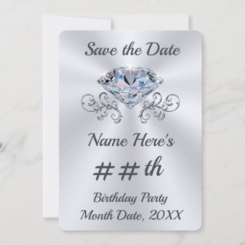 Birthday Save the Date Invitations for ANY YEAR