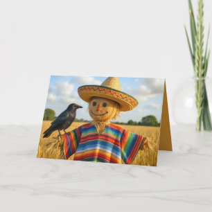 Birthday Scarecrow Wearing a Sombrero and Poncho Card