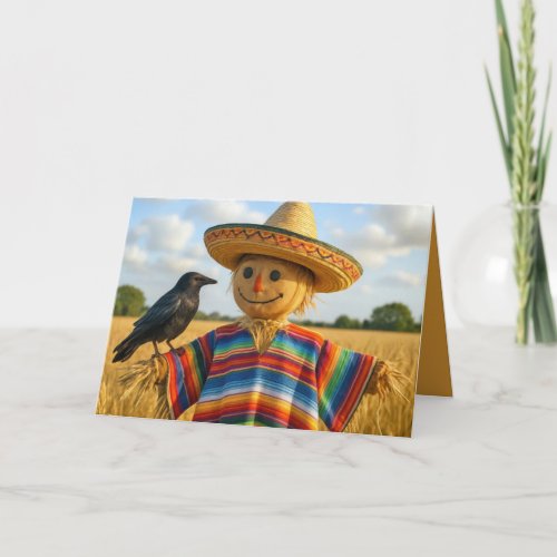 Birthday Scarecrow Wearing a Sombrero and Poncho