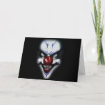 Birthday Scary Clown Card<br><div class="desc">A very scary evil clown with blue decorations on his face and sharp teeth.</div>