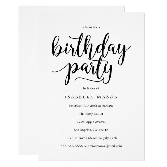 Birthday Script Birthday Party Invitation
