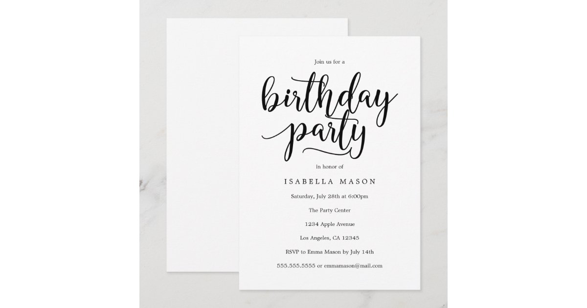 Birthday Script | Birthday Party Invitation | Zazzle