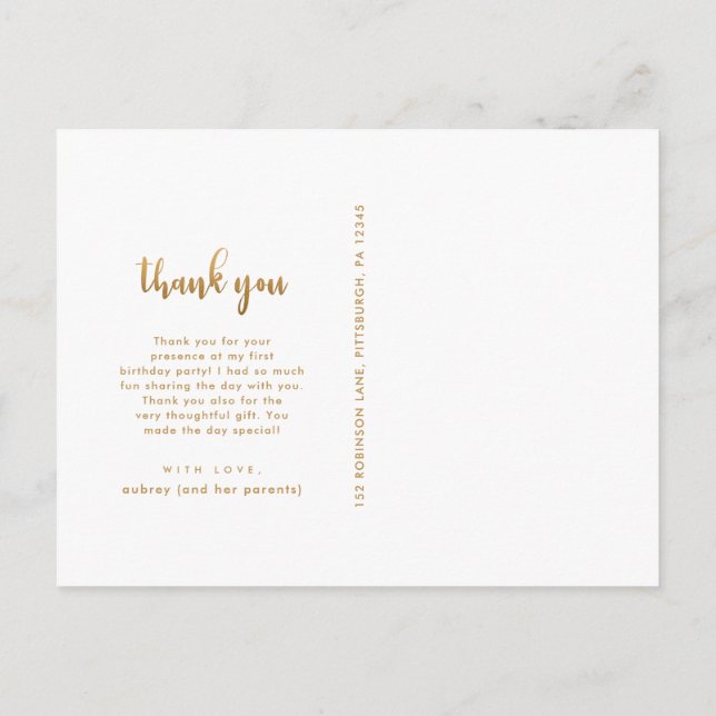 Birthday Script One Photo Kids Thank You Postcard (Back)