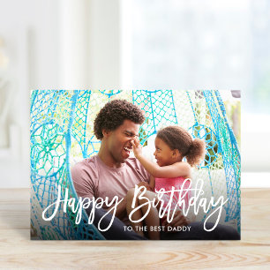 Birthday Script Overlay Photo Card for Dad