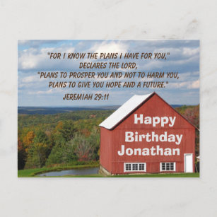 Birthday Scripture Jeremiah 29:11 I know the plans Postcard