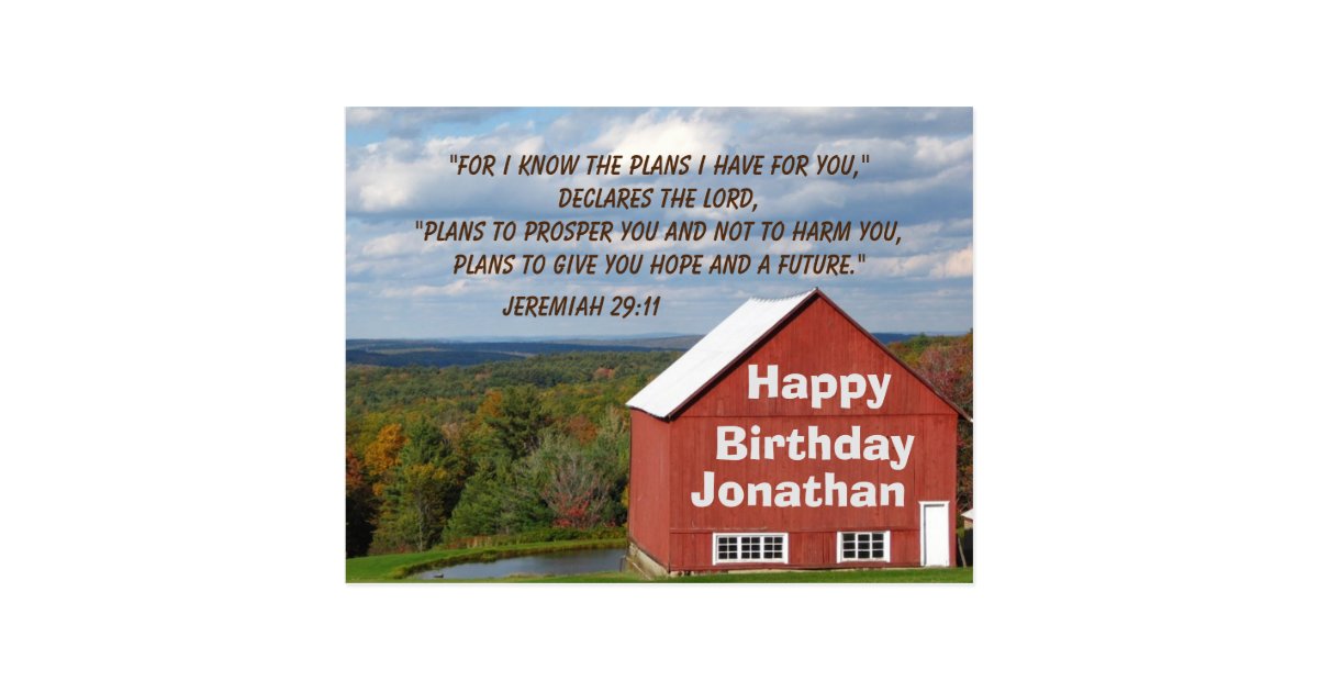 Birthday Scripture Jeremiah 29 11 I Know The Plans Postcard