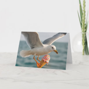 Birthday Seagull Eating an Ice Cream Cone Card