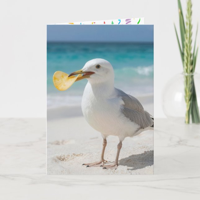 Birthday Seagull with a Potato Chip Card (Front)