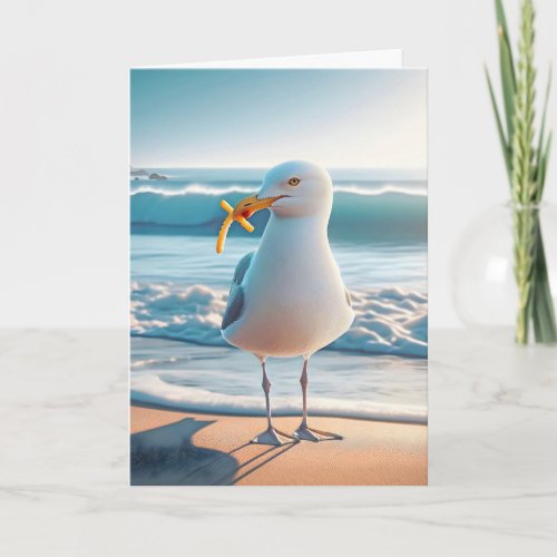 Birthday Seagull With French Fries Card