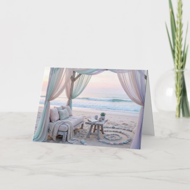 Birthday Seaside Gazebo With Couch Card (Front)