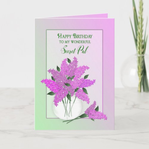Birthday Secret Pal Lilacs in a Vase Card
