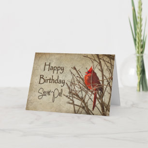 Birthday - Secret Pal - Textured - Red Cardinal Card