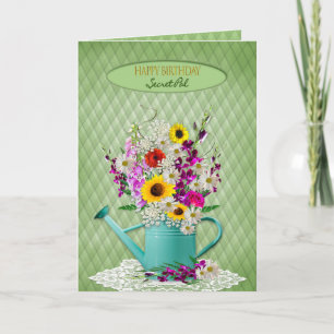 Birthday, Secret Pal, Water Can and Flowers Card
