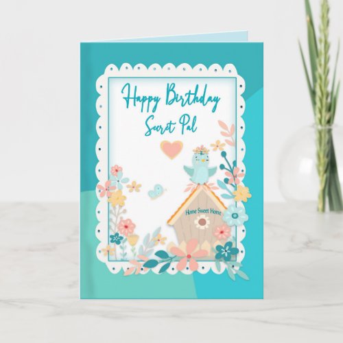 Birthday Secret PalWatercolor Birds  Flowers Card