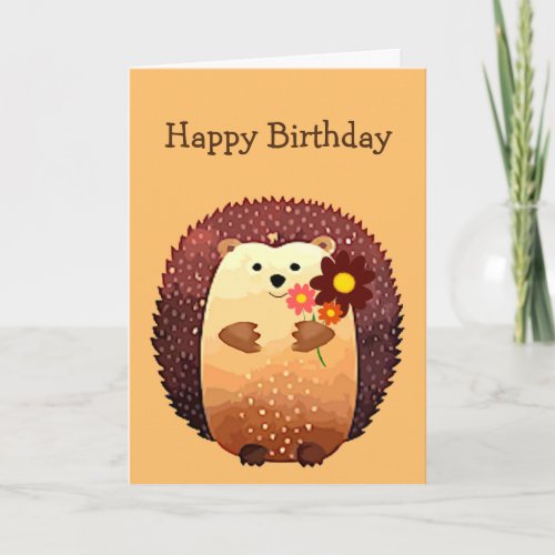 Birthday Sending a Hedgehog Hug Love Cute Card