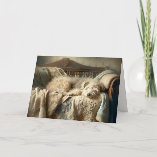 Birthday Shaggy Dog On A Quilt Card (Front)