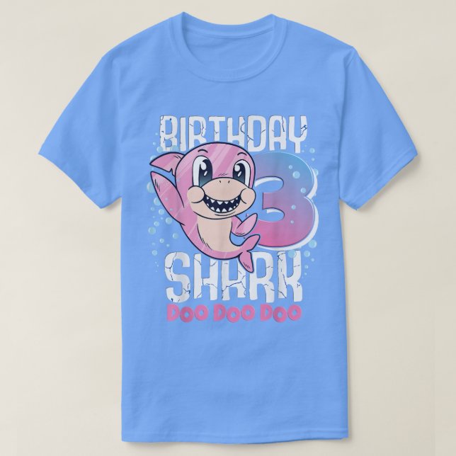 Birthday Shark 3rd Birthday Girl Shark 3 Years  T-Shirt (Design Front)