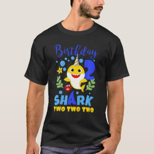 Birthday Shark Baby For 2 Year Old Boy In Blue Two T-Shirt