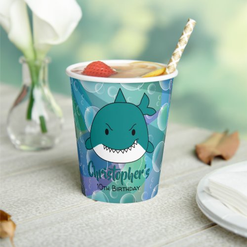 Birthday Shark Personalized Paper Cups