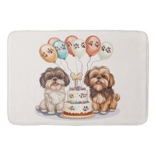 Birthday Shih Tzu Dogs Birthday Cake Bath Mat