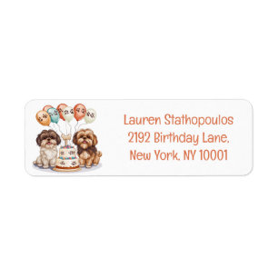 Birthday Shih Tzu Dogs Birthday Cake Label