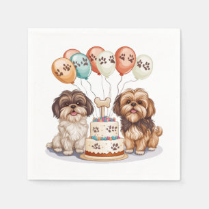 Birthday Shih Tzu Dogs Birthday Cake Napkins
