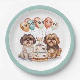 Birthday Shih Tzu Dogs Birthday Cake Paper Plates