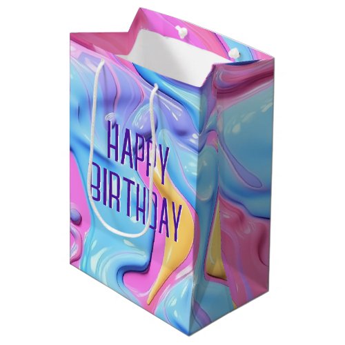 Birthday Shiny Plastic Bubble Abstract Medium Gift Bag