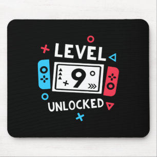Birthday Shirt Boy Level 9 Unlocked Video Game Par Mouse Pad
