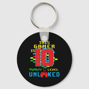 Birthday Shirt Video Game Unlocked Level 10 Year O Keychain