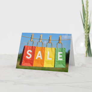 Birthday Shopping Bags On a Clothesline Card