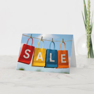 Birthday Shopping Bags On a Clothesline Card