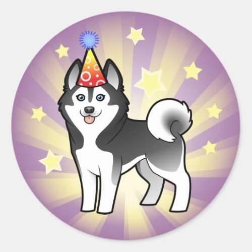 Birthday Siberian Husky  Alaskan Malamute Classic Round Sticker