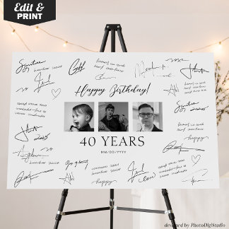 Birthday Signature Board Welcome Sign Guest Book