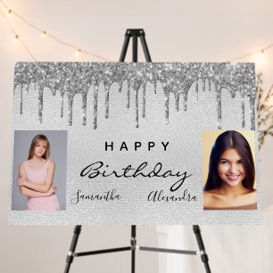 Birthday silver best friends twins photo party foam board