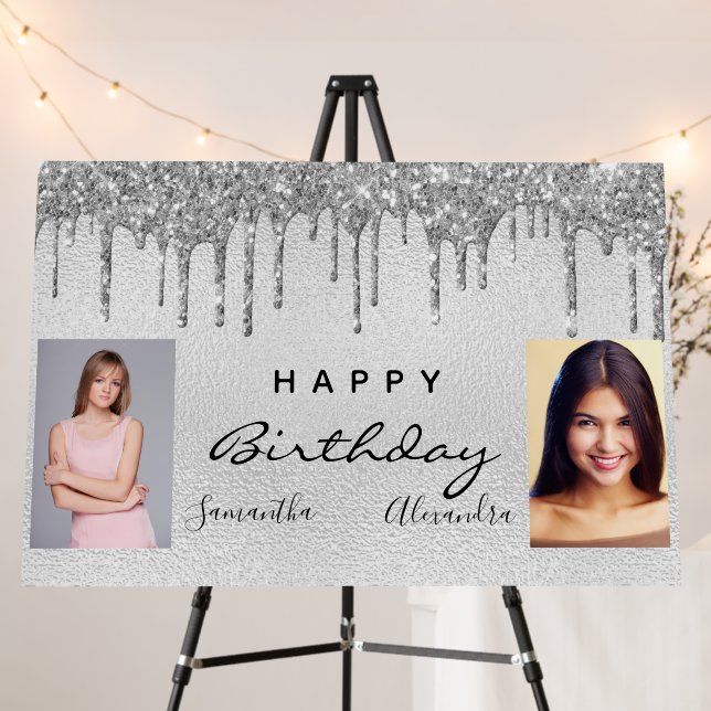Birthday silver best friends twins photo party foam board (In Situ (Stand))