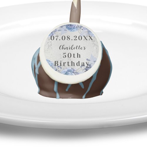 Birthday silver blue florals name cake pops