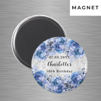 Birthday silver blue flowers save the date