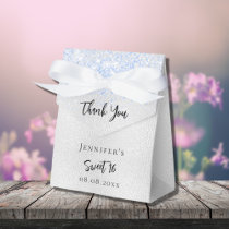 Birthday silver blue sparkles thank you favor boxes