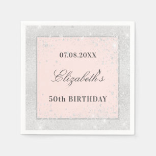 Birthday silver blush rose gold glitter dust napkins