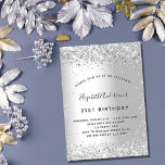 Birthday silver elegant invitation<br><div class="desc">For an elegant 21th (or any age) birthday party. A faux Silver looking background. Decorated with confetti. Personalize and add a name and party details. The name is written with a hand lettered style script</div>