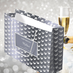 Birthday silver fox beard men guys gray modern large gift bag