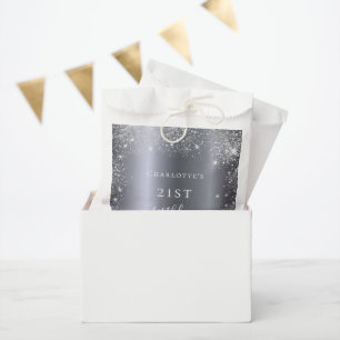 Birthday silver glitter dust monogram elegant favor bag