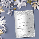 Birthday silver glitter elegant glamorous invitation<br><div class="desc">For an elegant 21th (or any age) birthday party. A faux silver metallic looking background. Decorated with faux glitter.  Personalize and add a name and party details. The name is written with a hand lettered style script</div>