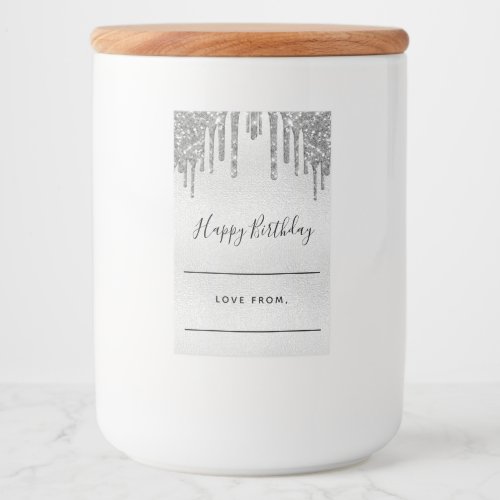 Birthday silver glitter home baked gifts food label