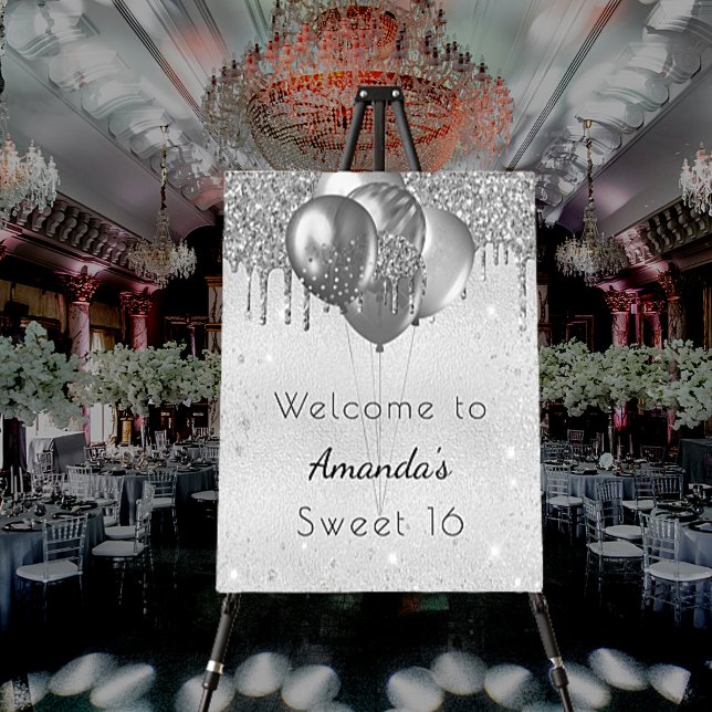 Birthday silver glitter metal welcome foam board (Creator Uploaded)