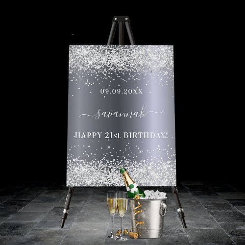 Birthday silver glitter name welcome foam board