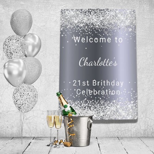 Birthday silver glitter name welcome  foam board